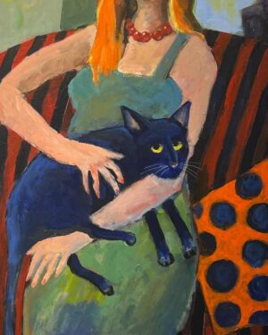 Red Head with a Blue Cat